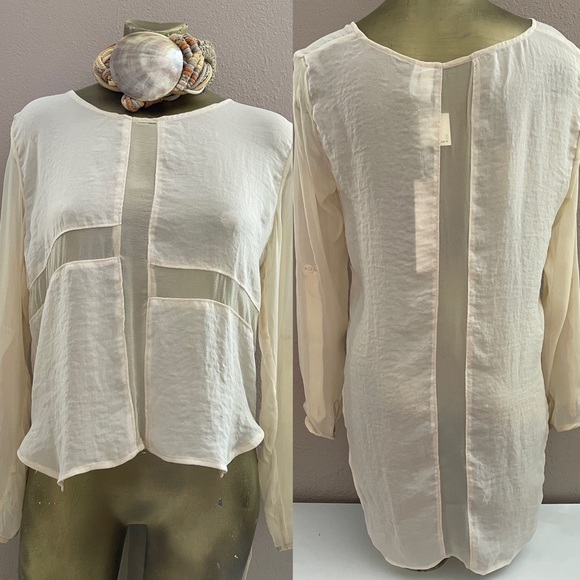 LINE & DOT Sheer Ivory NWT Tunic TOP Medium - Picture 12 of 12